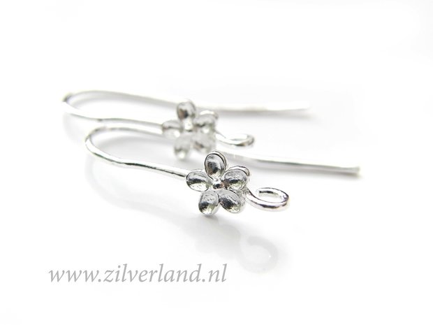 Sterling Zilveren Oorhaken- Bloemetje