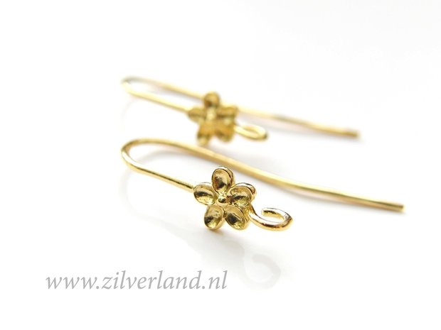 Sterling Zilveren Oorhaken- Bloemetje Verguld