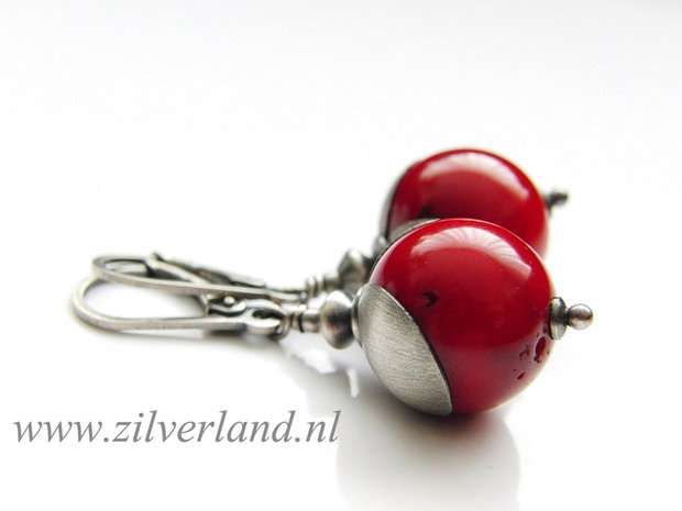 Sterling Zilveren Oorbellen met Koraal