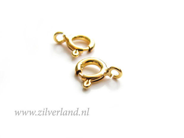 7mm Sterling Zilveren Veerring Slotje- Verguld