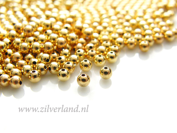 50 Stuks 3mm Sterling Zilveren Kralen- Verguld