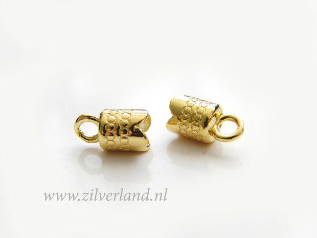2 Stuks 4mm Sterling Zilveren Eindstuk- Verguld