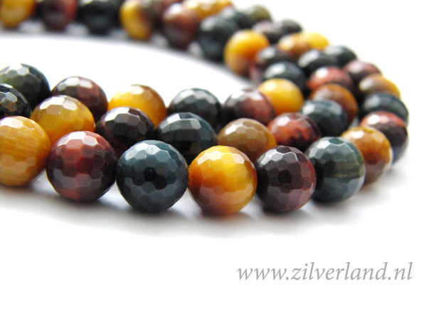 8mm Tijgeroog Edelstenen Kralen- Micro Facet Mix