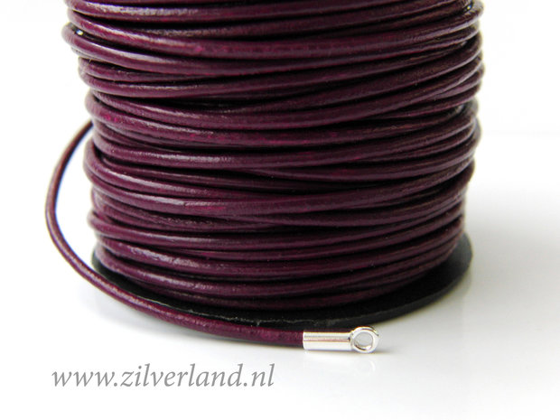 1 Meter Rond 1,5mm Leerkoord- Donker Magenta