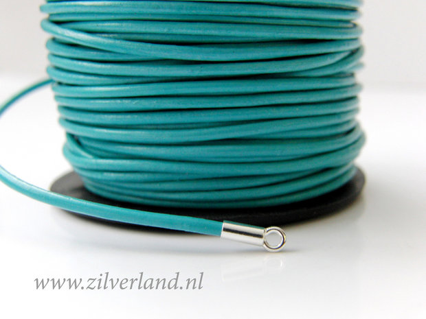 1 Meter Rond 1,5mm Leerkoord- Turquoise
