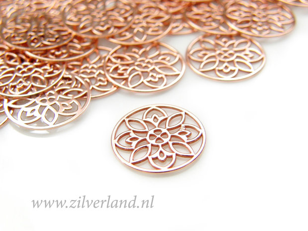 1 Stuk Sterling Zilveren Hanger- Rose Verguld