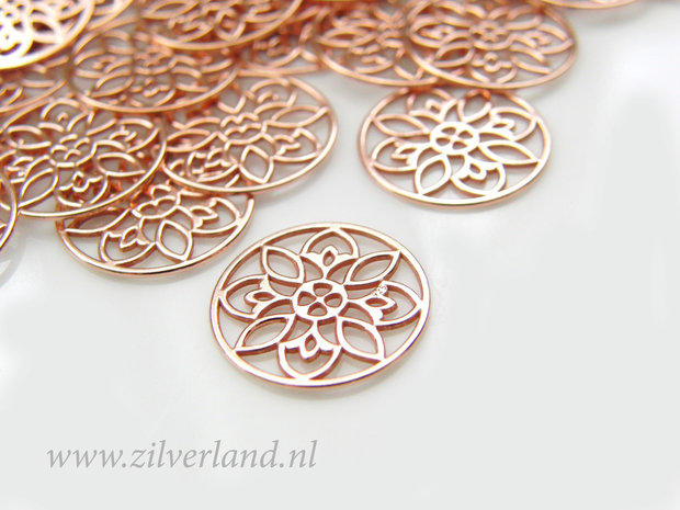 1 Stuk Sterling Zilveren Hanger- Rose Verguld