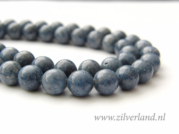 8mm Blauwe Sponskoraal Kralen
