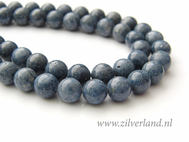 8mm Blauwe Sponskoraal Kralen