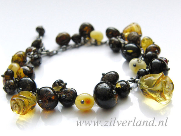Zilveren Armband met Barnsteen "Roosjes"