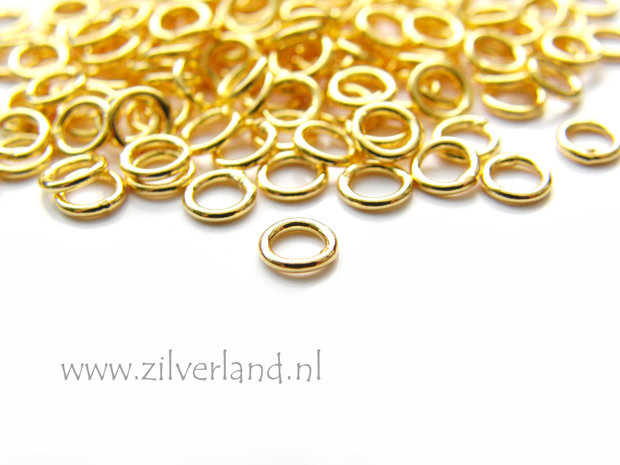 10 Stuks 0,80x4,50mm Gesloten Sterling Zilveren Montageringen- Verguld