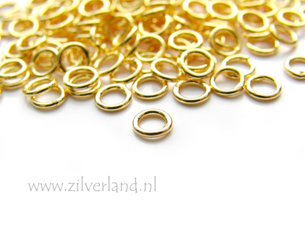 10 Stuks 0,80x4,50mm Gesloten Sterling Zilveren Montageringen- Verguld