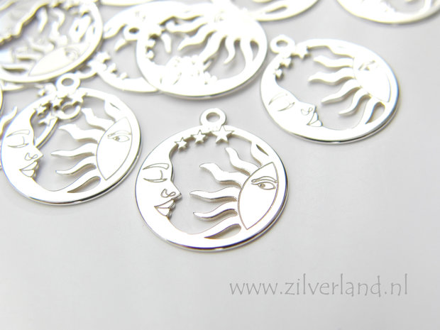 1 Stuk Sterling Zilveren Hanger- Maan en Zon