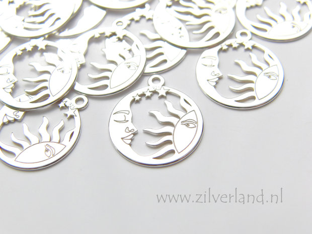 1 Stuk Sterling Zilveren Hanger- Maan en Zon