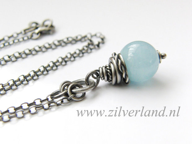 Zilveren Ketting met Aquamarijn
