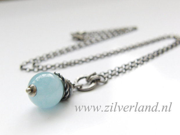 Zilveren Ketting met Aquamarijn