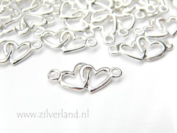 Sterling Zilveren Hanger/Connector- Twee Harten