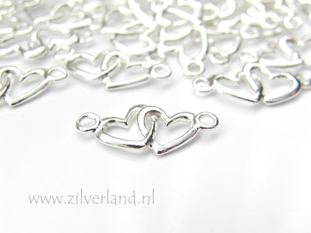 Sterling Zilveren Hanger/Connector- Twee Harten