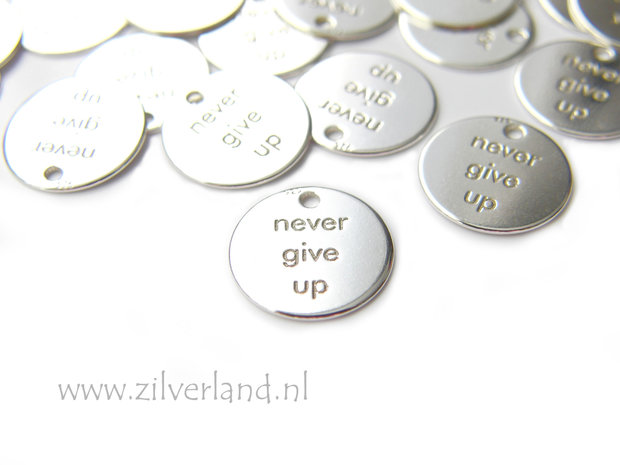 1 Stuk Sterling Zilveren Hanger- Never Give Up