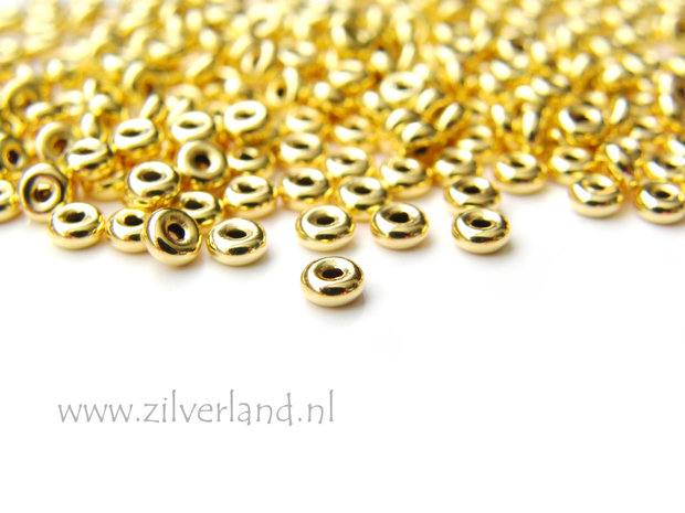 10 Stuks 3,50mm Sterling Zilveren Kralen- Verguld