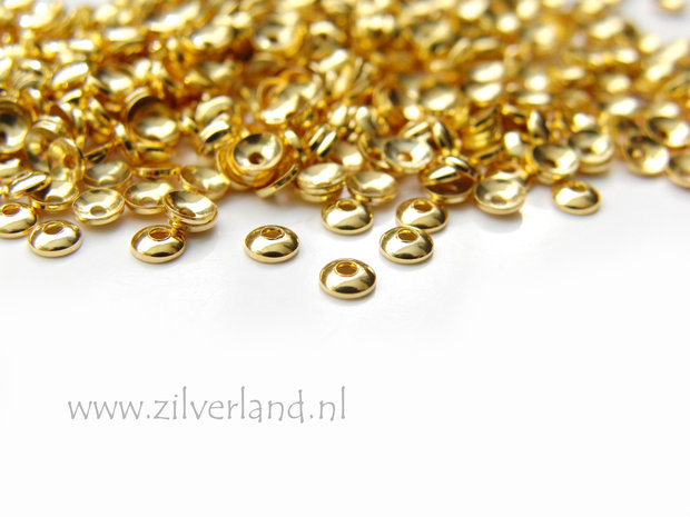 10 Stuks 3mm Kralenkapjes- Verguld
