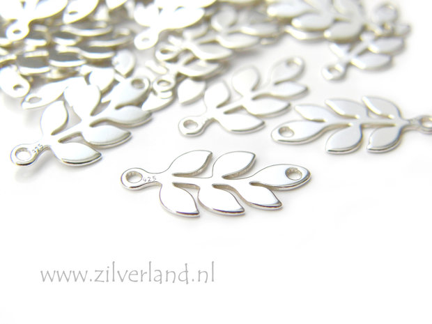Sterling Zilveren Hanger/Connector- Takje met Blaadjes