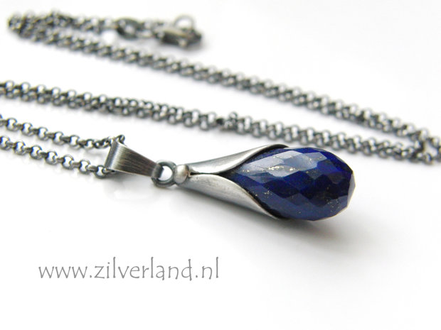 Handgemaakte Zilveren Ketting met Lapis Lazuli
