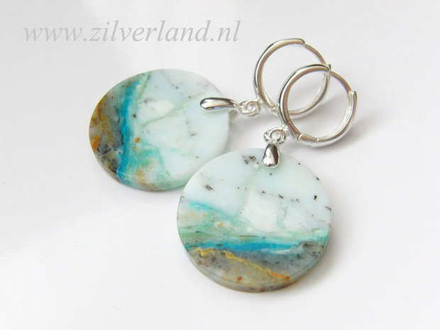 Zilveren Oorbellen met Blauwe Opaal