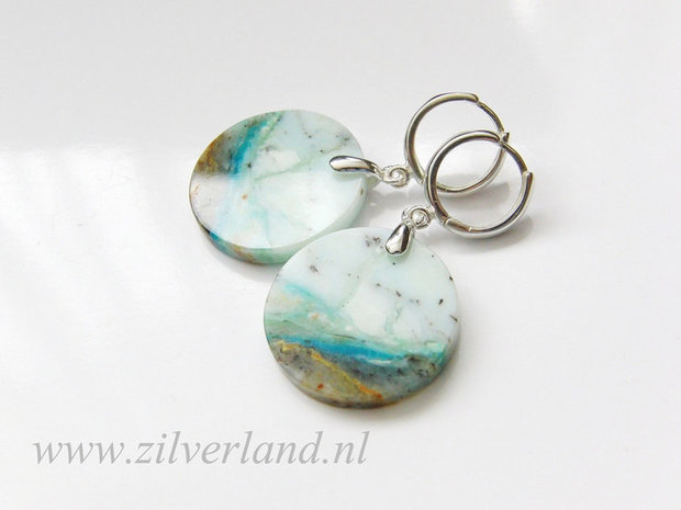 Zilveren Oorbellen met Blauwe Opaal