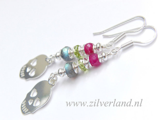 Zilveren Oorbellen met Edelstenen