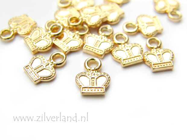 1 Stuk Sterling Zilveren Hangertje Kroon Klein- Verguld