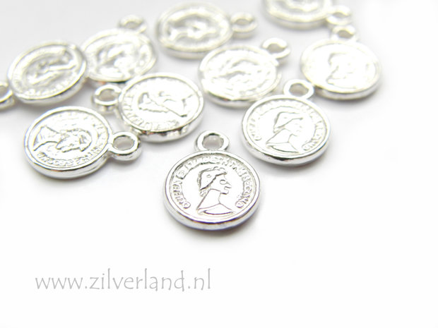 1 Stuk Sterling Zilveren Hangertje Munt Klein