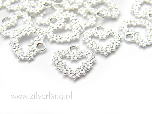 1 Stuk Sterling Zilveren Hanger- Hart van Bloemen