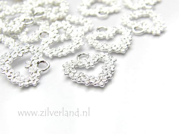 1 Stuk Sterling Zilveren Hanger- Hart van Bloemen