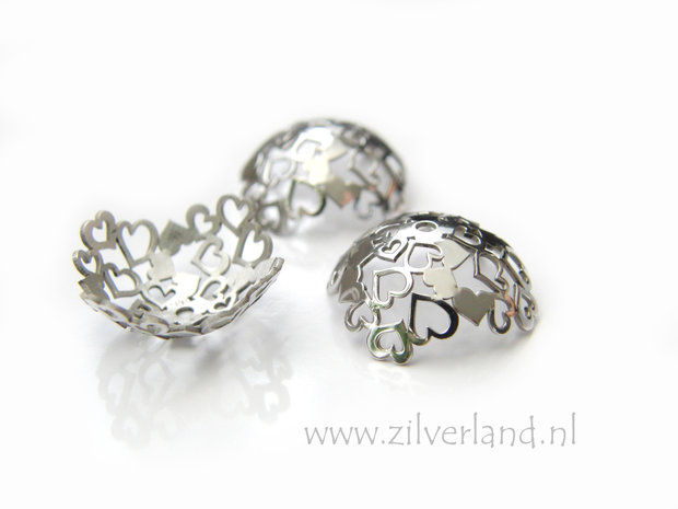 1 Stuk 16mm Sterling Zilveren Kralenkap- Gerhodineerd