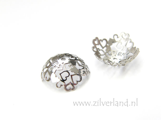 1 Stuk 16mm Sterling Zilveren Kralenkap- Gerhodineerd