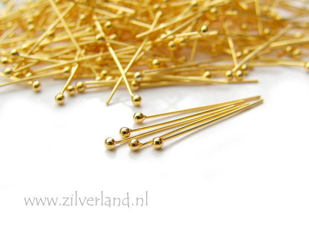 20 Stuks 0,50mm x 2,0cm Sterling Zilveren Nietstiften-Verguld