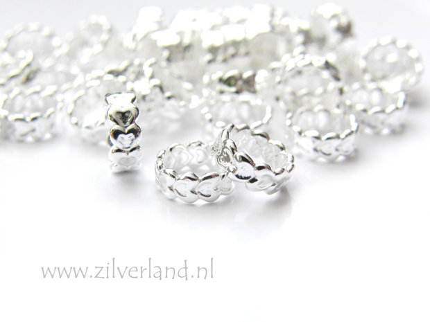 1 Stuk Sterling Zilveren Spacer- Hartjes