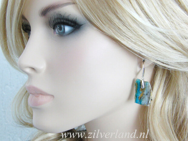 Sterling Zilveren Oorbellen met Blauwe Opaal (3) Gereserveerd