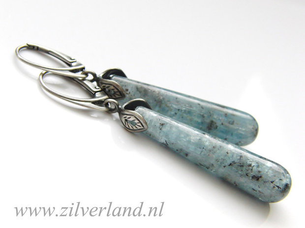 Sterling Zilveren Oorbellen met Kyaniet