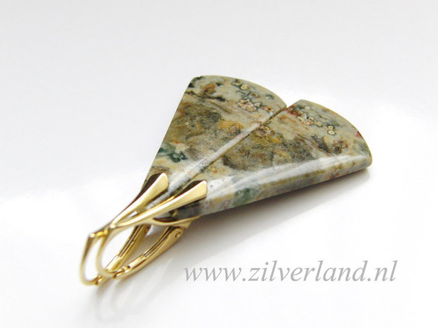 Sterling Zilveren Oorbellen met Oceaan Jaspis