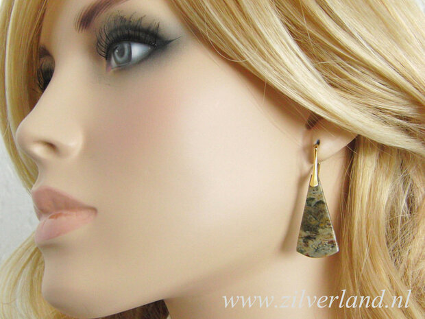 Sterling Zilveren Oorbellen met Oceaan Jaspis