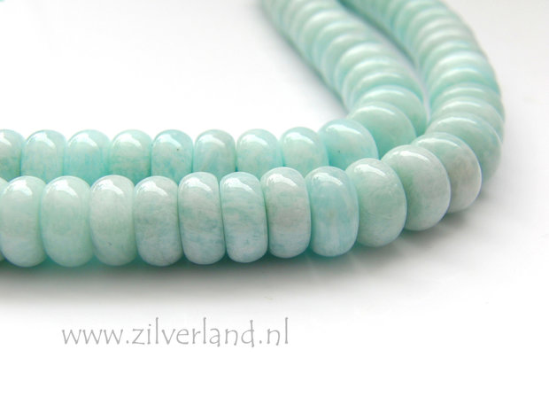 1 Stuk 12x6mm Peruaanse Amazoniet Edelsteen Kralen- Rondellen