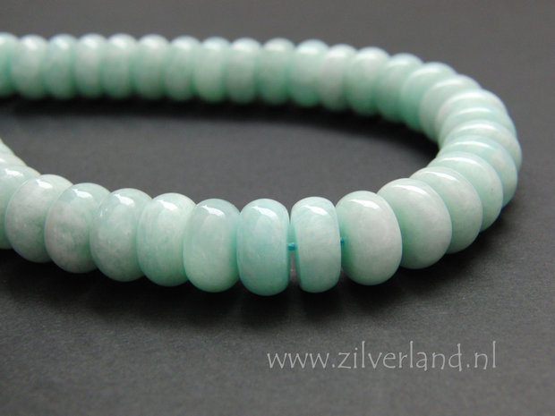 1 Stuk 12x6mm Peruaanse Amazoniet Edelsteen Kralen- Rondellen