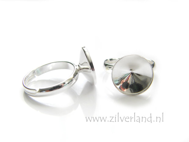 Sterling Zilveren Ring voor UV Hars/Resin of Swarovski Rivoli 12mm