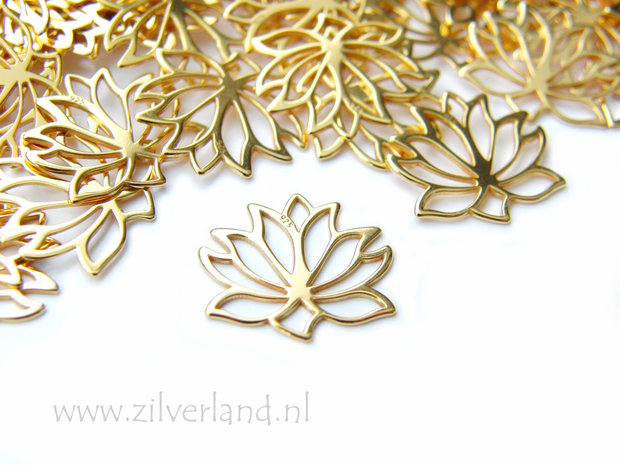1 Stuk Sterling Zilveren Hanger/Chandelier- Lotusbloem Verguld