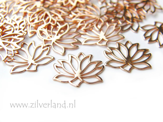 1 Stuk Sterling Zilveren Hanger/Chandelier- Lotusbloem Rose Verguld