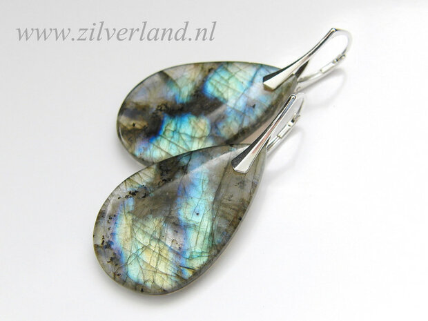 -NIEUW- Zilveren Edelstenen Oorbellen met Labradoriet 
