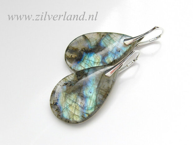 -NIEUW- Zilveren Edelstenen Oorbellen met Labradoriet 