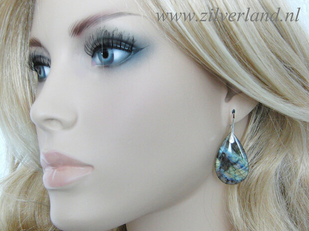 -NIEUW- Zilveren Edelstenen Oorbellen met Labradoriet 